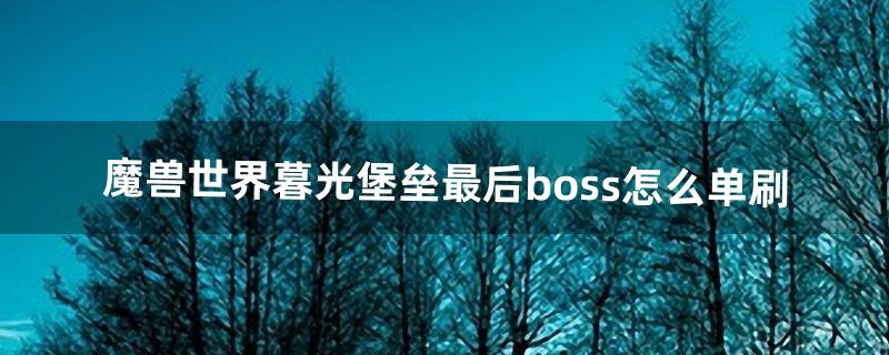 魔兽世界暮光堡垒最后boss怎么单刷（暮光堡垒最终boss)